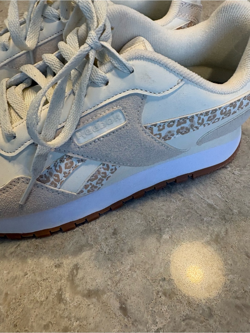 Reebok Neutral Beige Leopard Trim Lace-Up Sneakers - Picture 4 of 6